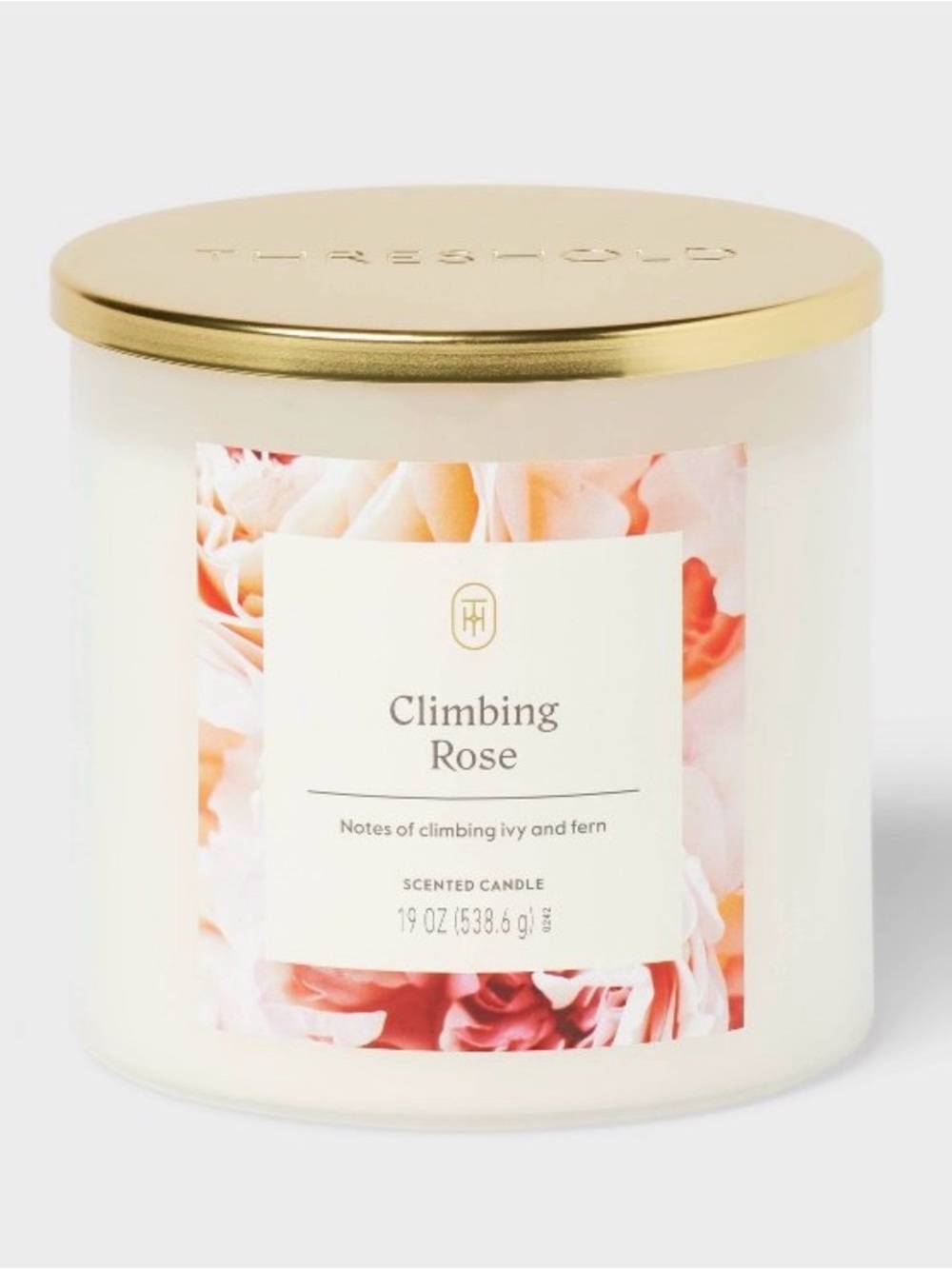 Threshold Climbing Rose Scented Candle - White with Gold Lid